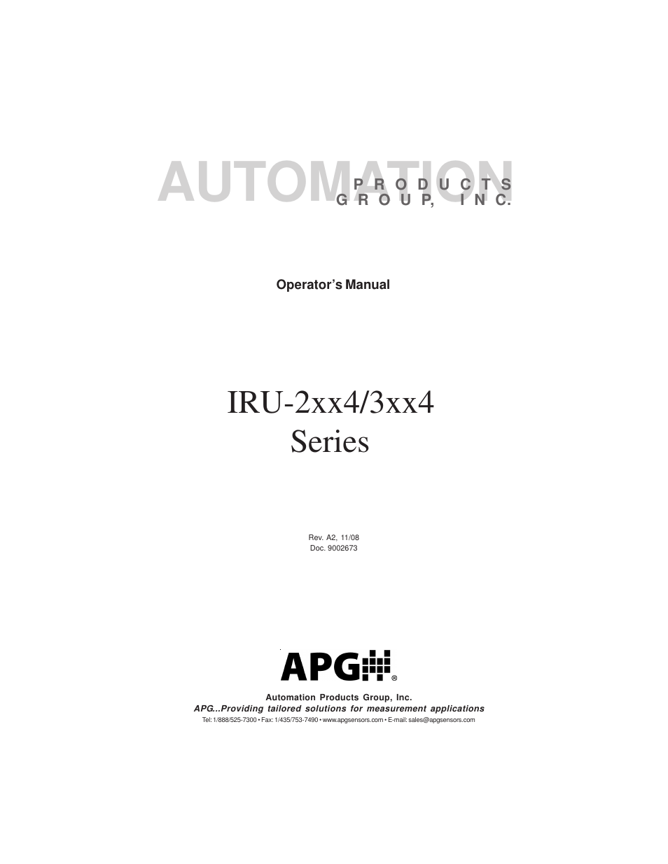 APG IRU-3000 user manual User Manual | 28 pages