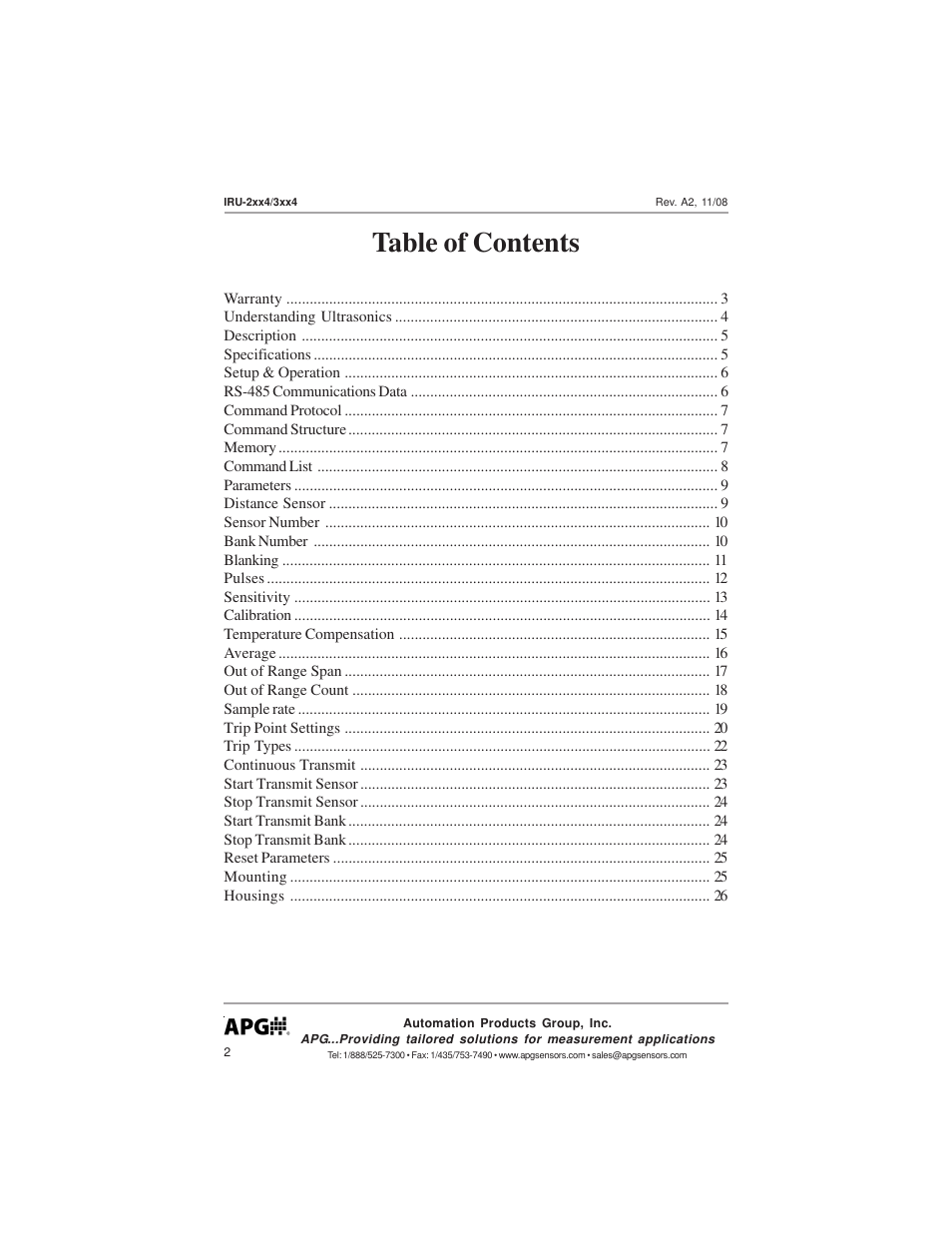 APG IRU-3000 user manual User Manual | Page 2 / 28