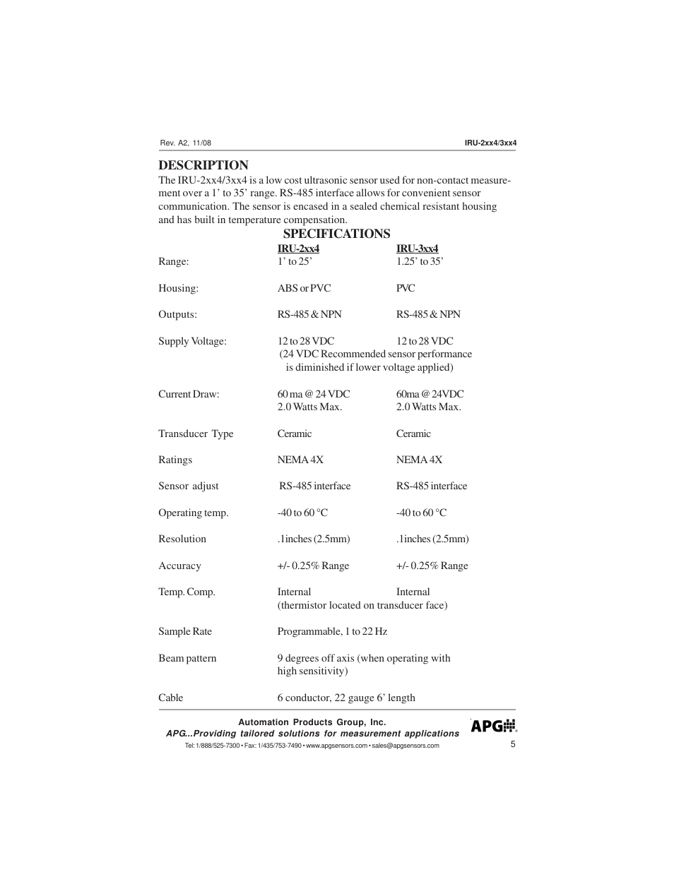 APG IRU-3000 user manual User Manual | Page 5 / 28