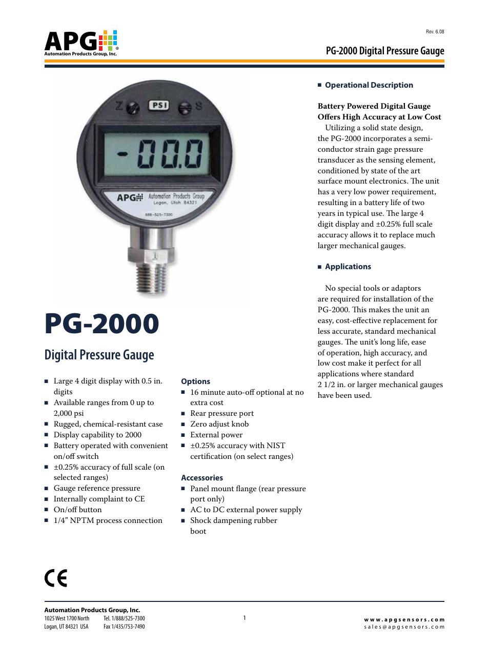 APG PG-2000 datasheet User Manual | 3 pages