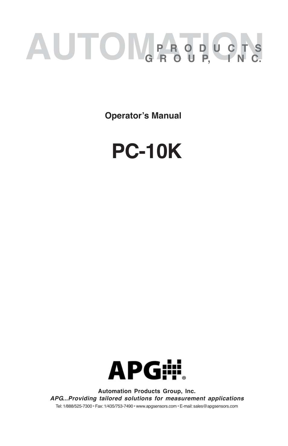 APG PC-10K Comparator user manual User Manual | 16 pages