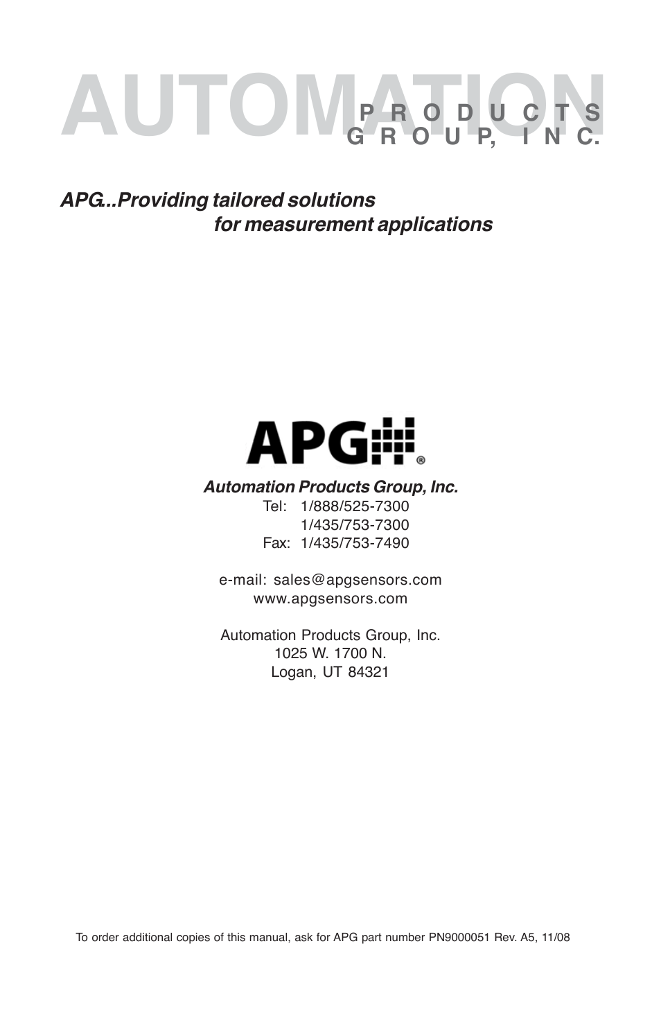 Automation | APG PC-10K Comparator user manual User Manual | Page 16 / 16