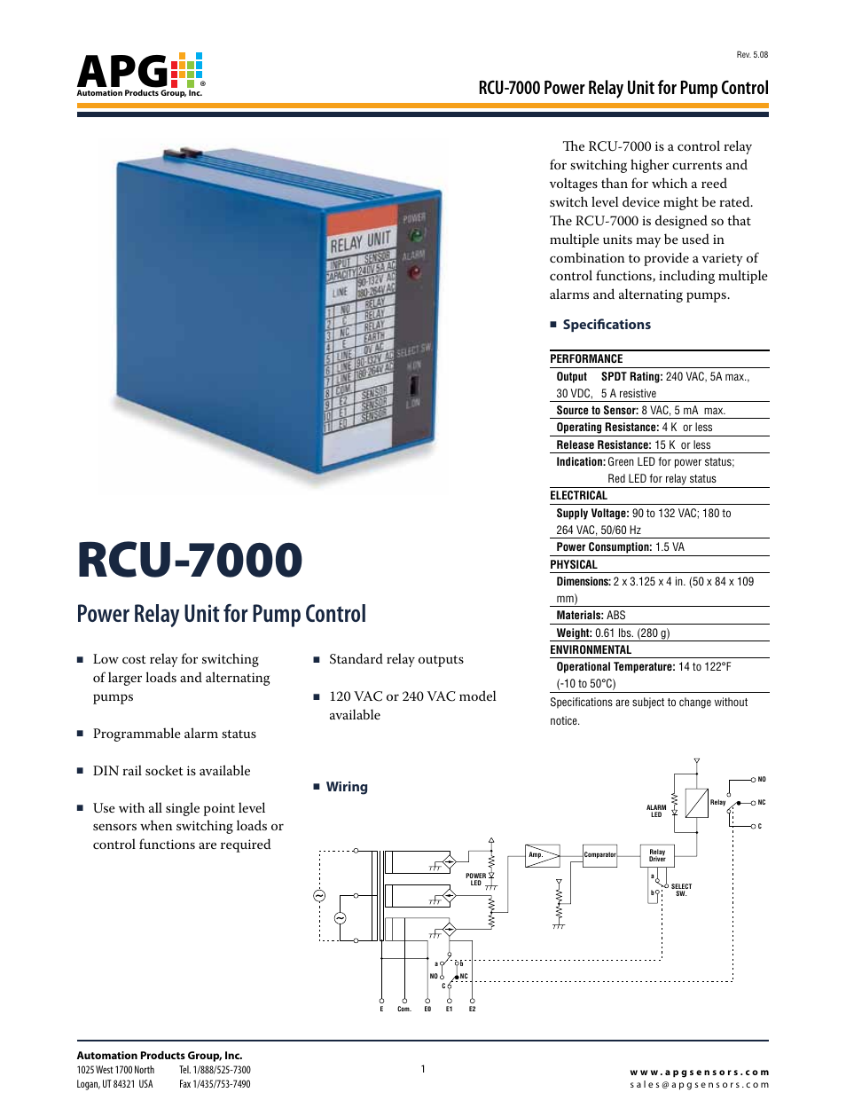 APG RCU-7000 datasheet User Manual | 4 pages