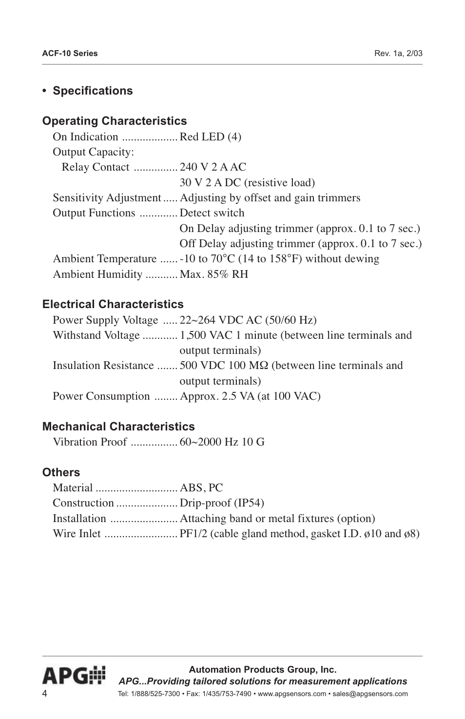APG ACF-10 user manual User Manual | Page 5 / 15