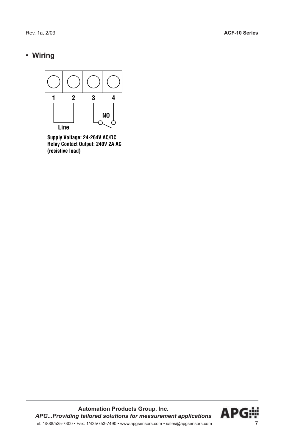 Wiring | APG ACF-10 user manual User Manual | Page 8 / 15