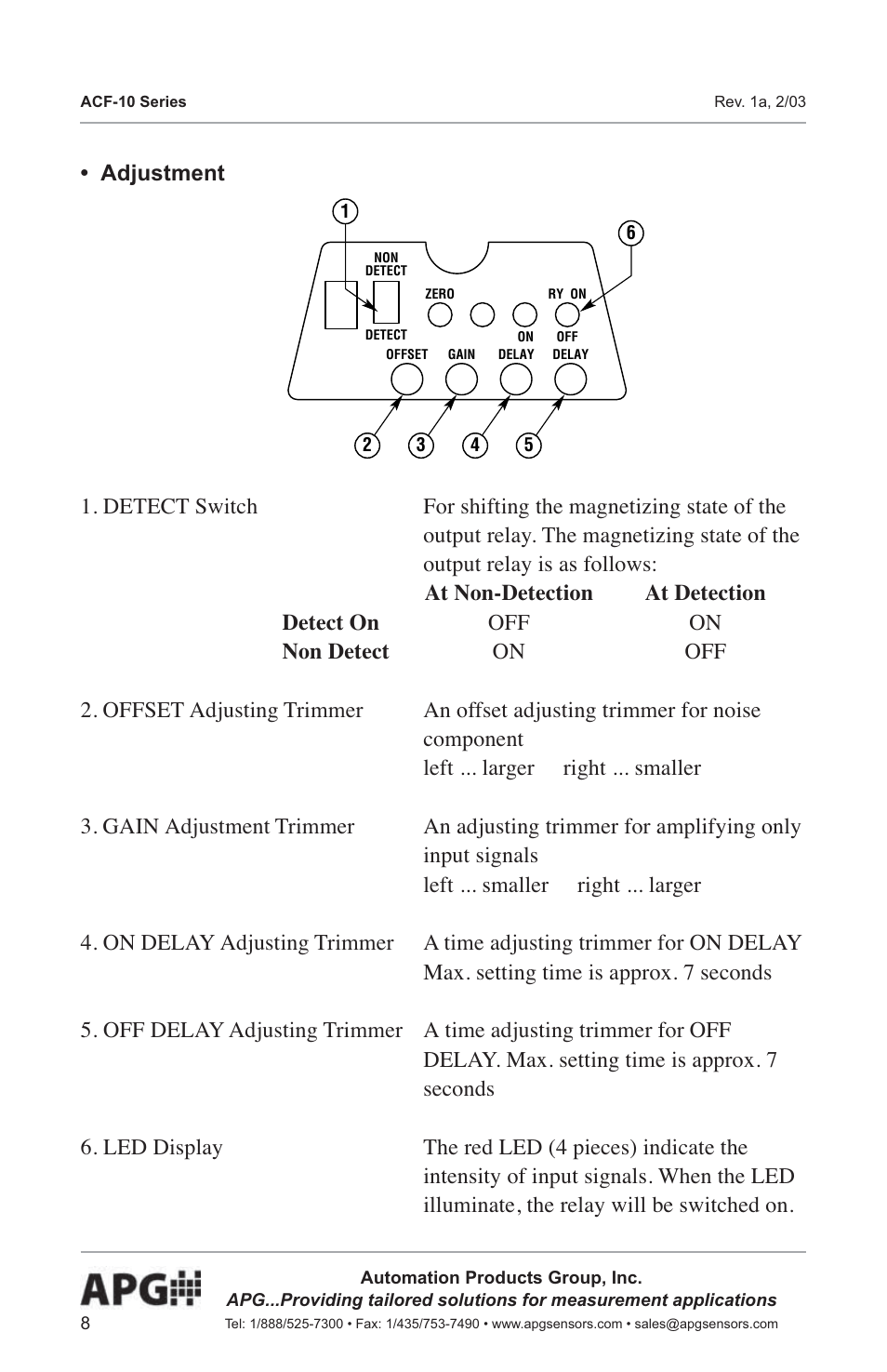 APG ACF-10 user manual User Manual | Page 9 / 15
