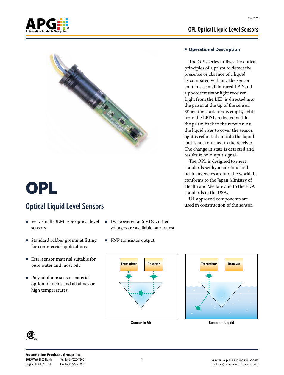 APG OPL datasheet User Manual | 4 pages