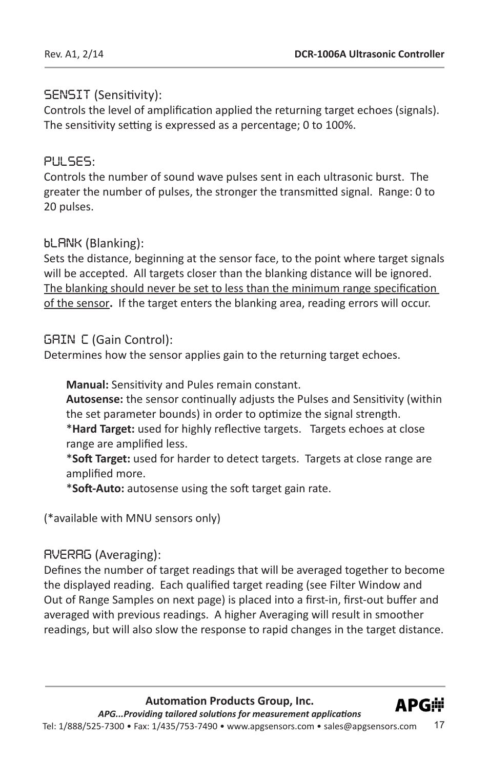 APG DCR-1006A user manual User Manual | Page 17 / 40