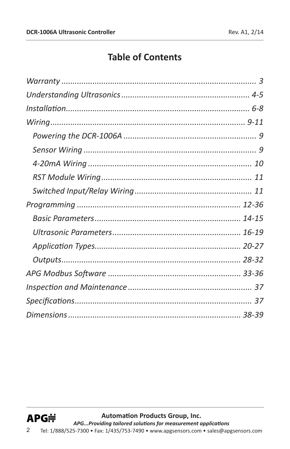 APG DCR-1006A user manual User Manual | Page 2 / 40