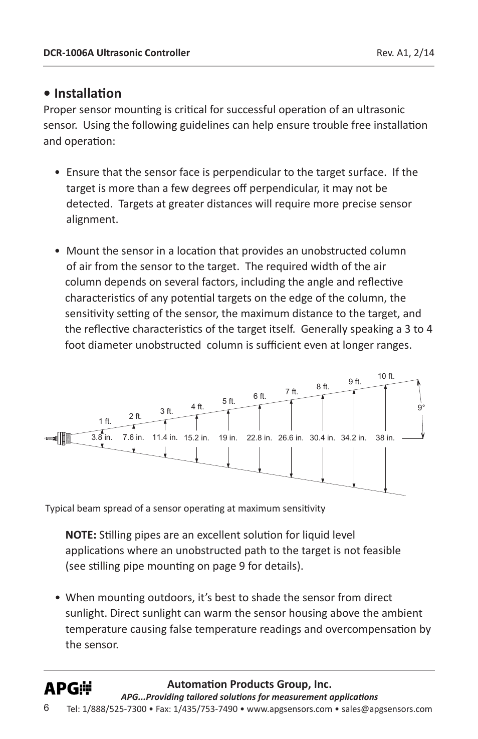 Installation | APG DCR-1006A user manual User Manual | Page 6 / 40