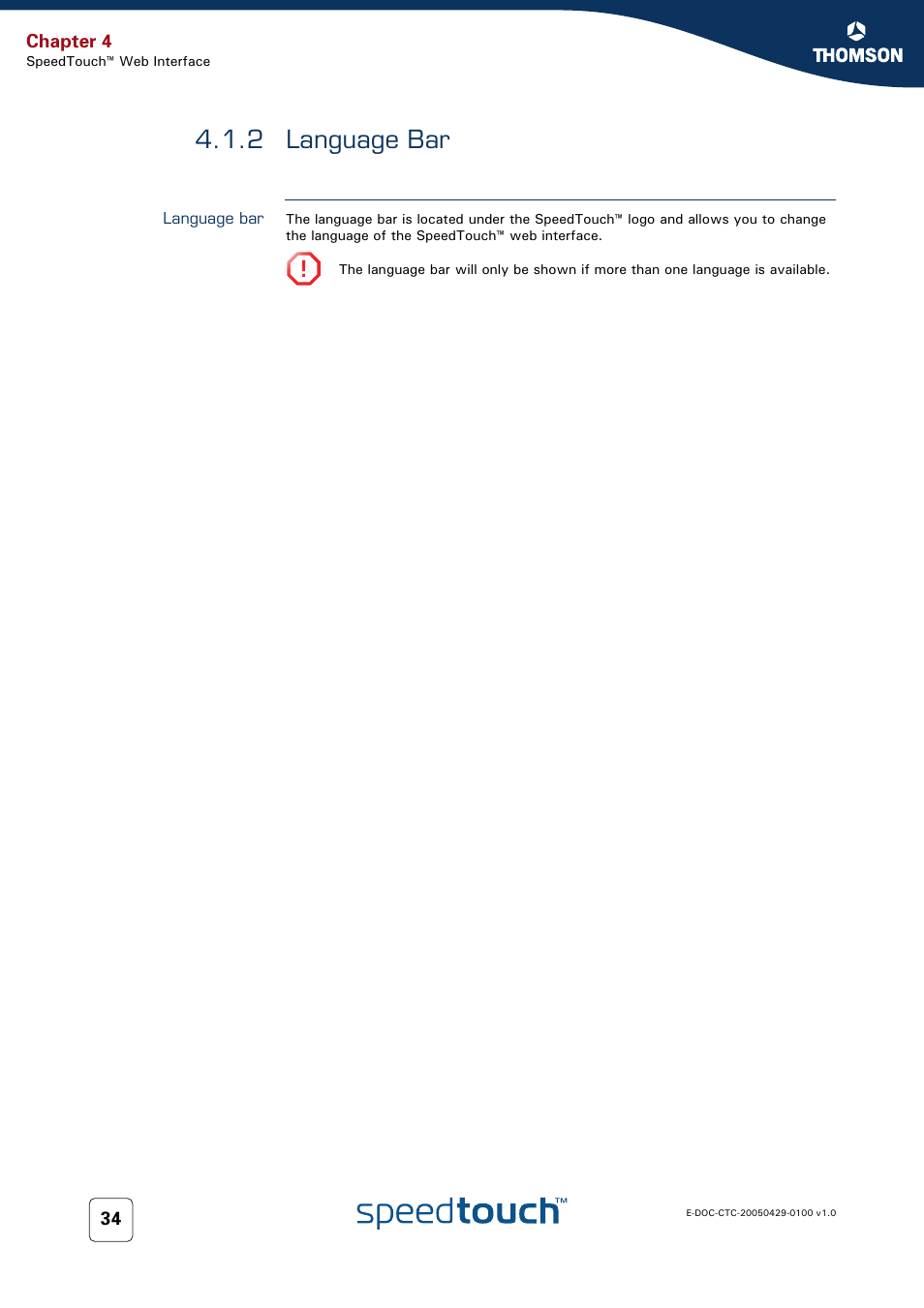 2 language bar, Language bar | Thomson SpeedTouch™546 User Manual | Page 42 / 102