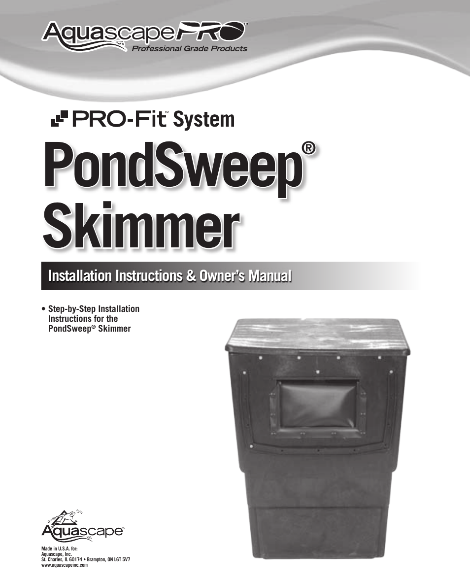 Aquascape PRO-Fit PondSweep Skimmers (00250 & 00900) User Manual | 12 pages