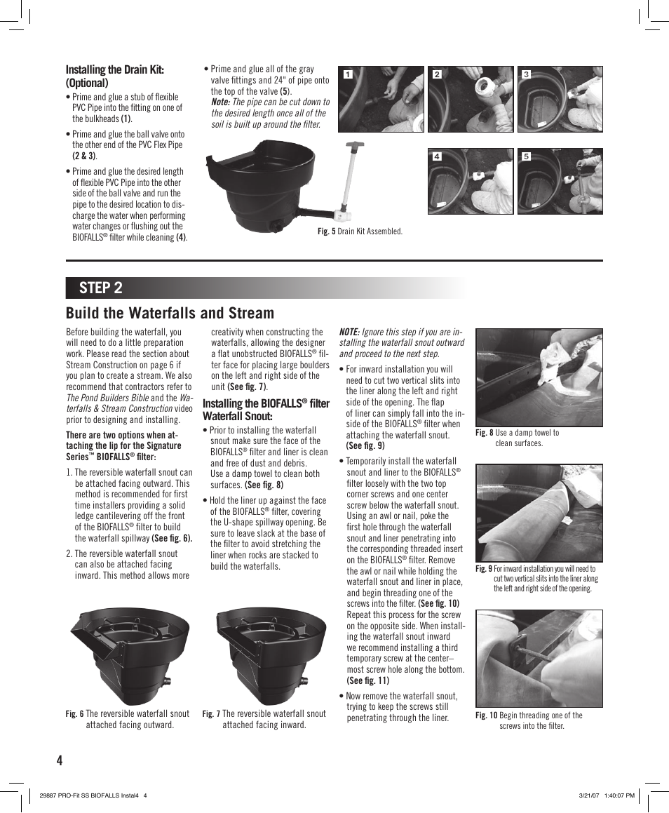 Step 2 build the waterfalls and stream | Aquascape PRO-Fit Signature Series Biofalls Filter (29319, 29384 & 09020) User Manual | Page 4 / 8