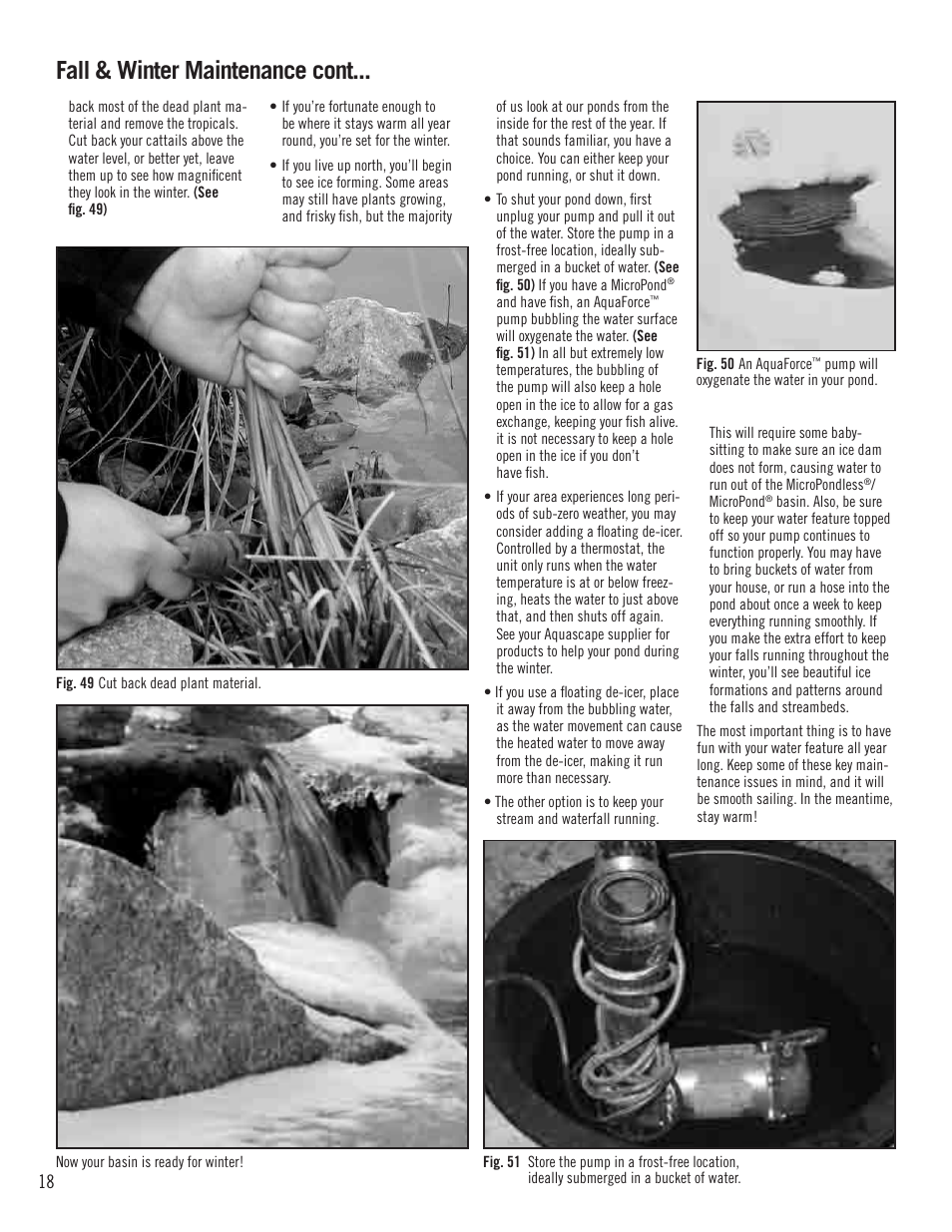 Fall & winter maintenance cont | Aquascape MicroPond & MicroPondless Kits (99763, 99764, 99765 & 99769) User Manual | Page 18 / 20