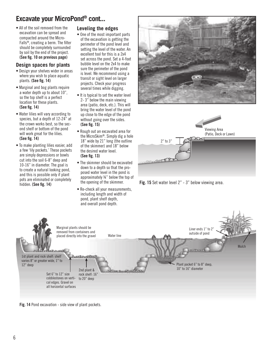 Excavate your micropond, Cont | Aquascape MicroPond & MicroPondless Kits (99763, 99764, 99765 & 99769) User Manual | Page 6 / 20