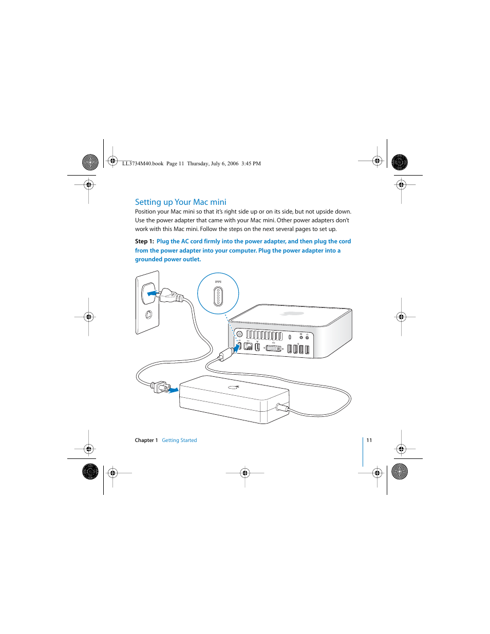 Setting up your macmini, Setting up your mac mini | Apple Mac mini computer User Manual | Page 11 / 98