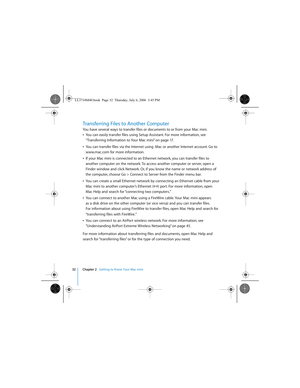 Transferring files to another computer | Apple Mac mini computer User Manual | Page 32 / 98