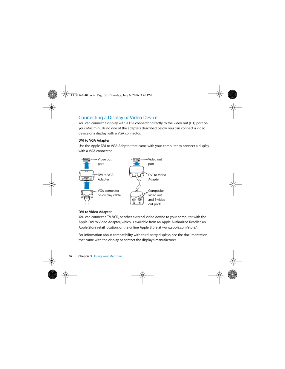 Connecting a display or video device | Apple Mac mini computer User Manual | Page 36 / 98