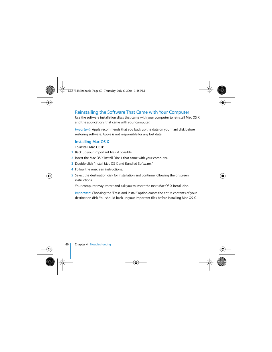 Installing macosx | Apple Mac mini computer User Manual | Page 60 / 98