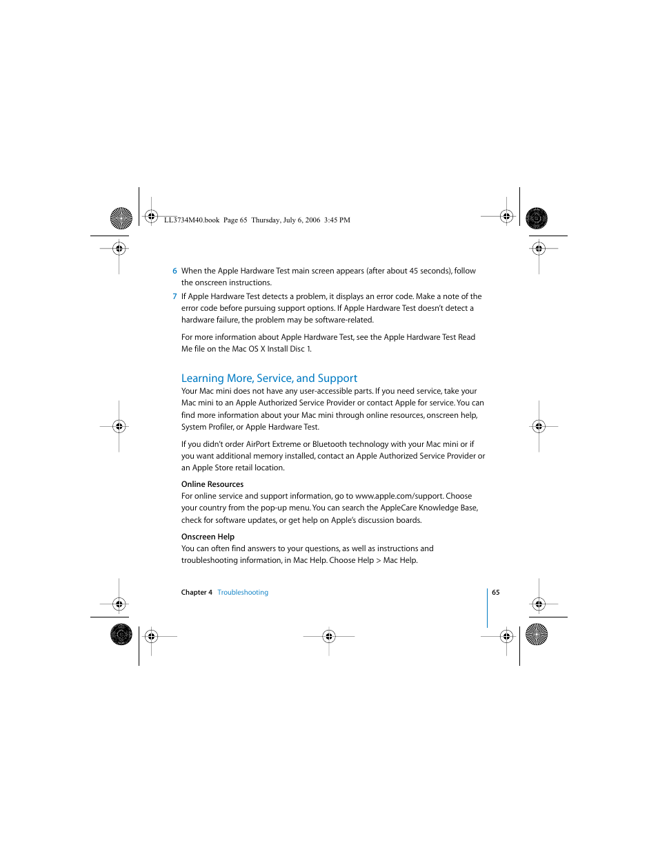 Learning more, service, and support | Apple Mac mini computer User Manual | Page 65 / 98