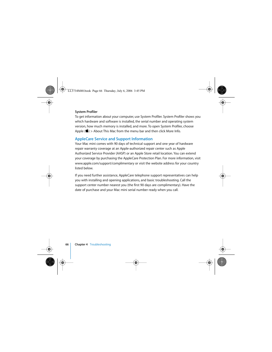 Applecare service and support information | Apple Mac mini computer User Manual | Page 66 / 98