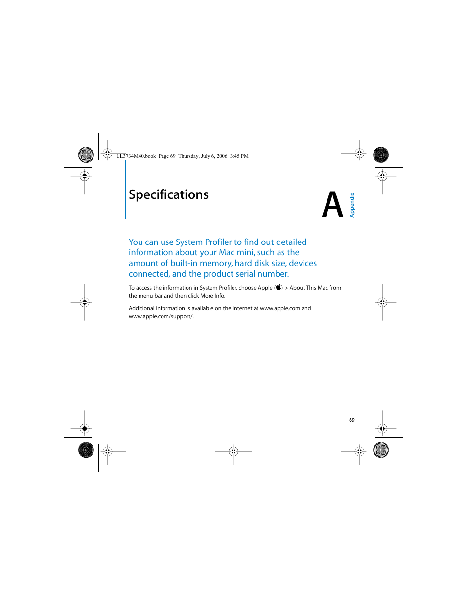 Specifications | Apple Mac mini computer User Manual | Page 69 / 98