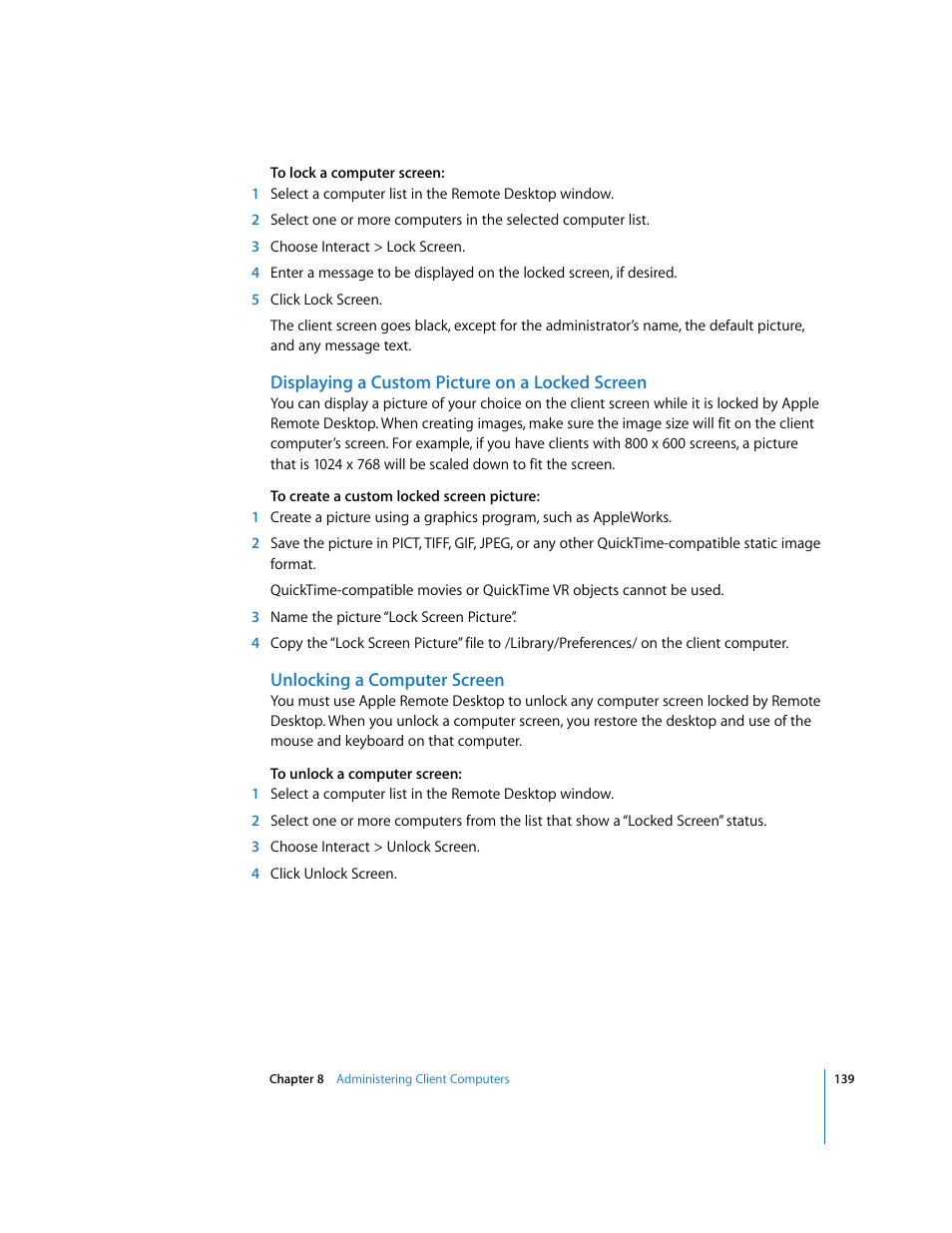 Apple Remote Desktop (Administrator’s Guide) User Manual | Page 139 / 184