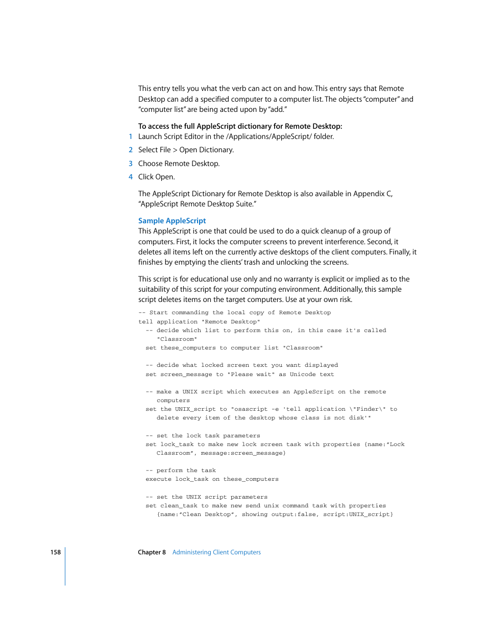 Apple Remote Desktop (Administrator’s Guide) User Manual | Page 158 / 184