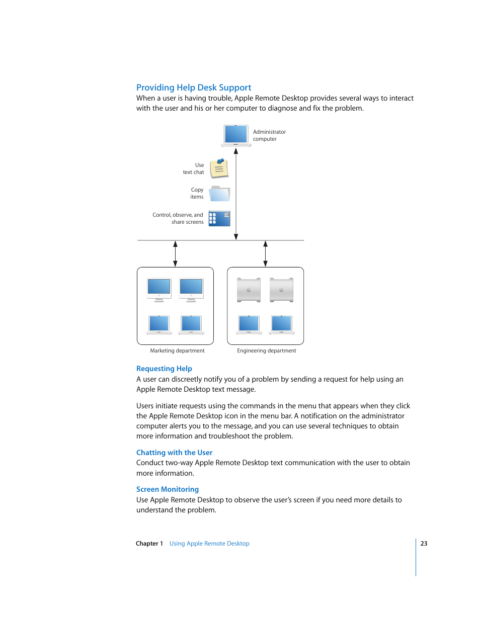 Providing help desk support | Apple Remote Desktop (Administrator’s Guide) User Manual | Page 23 / 184