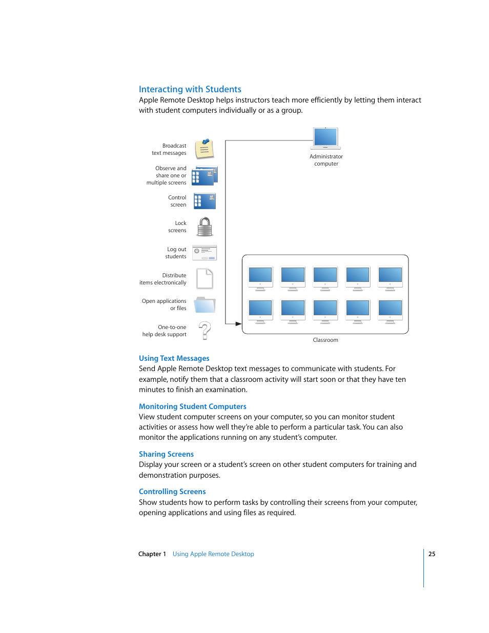 Interacting with students | Apple Remote Desktop (Administrator’s Guide) User Manual | Page 25 / 184