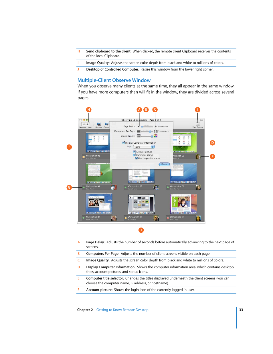 Multiple-client observe window | Apple Remote Desktop (Administrator’s Guide) User Manual | Page 33 / 184