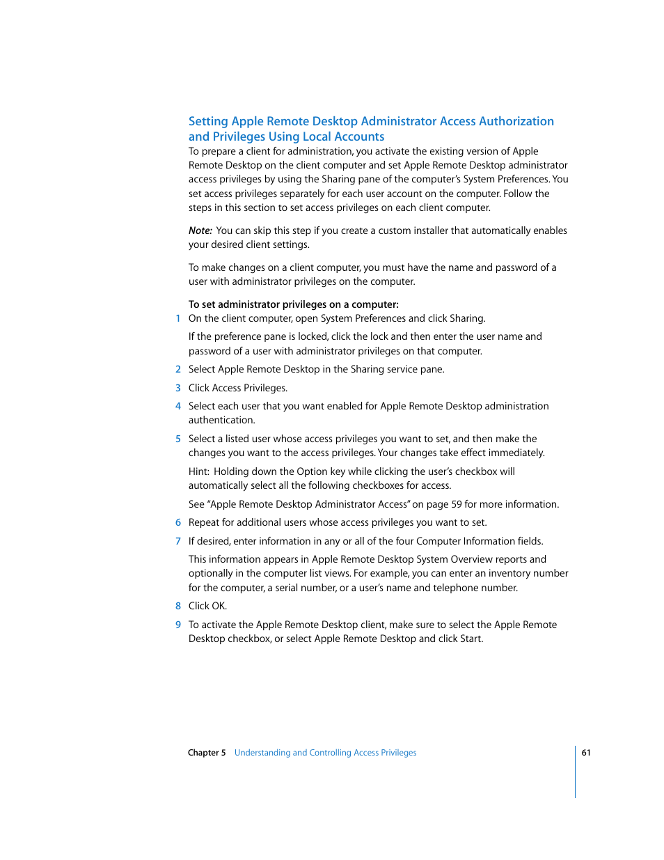 Apple Remote Desktop (Administrator’s Guide) User Manual | Page 61 / 184