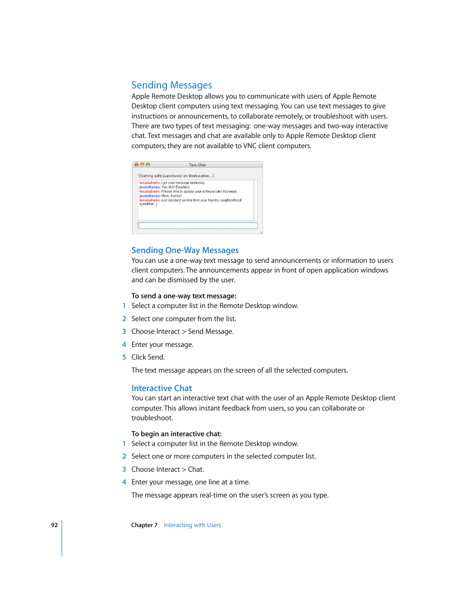 Sending messages | Apple Remote Desktop (Administrator’s Guide) User Manual | Page 92 / 184