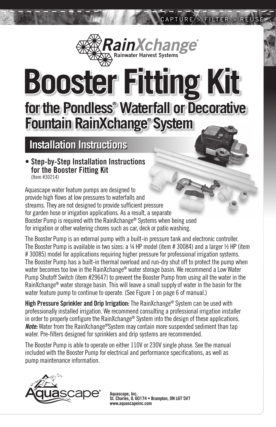 Aquascape Booster Pump (30084 & 30085) User Manual | 5 pages