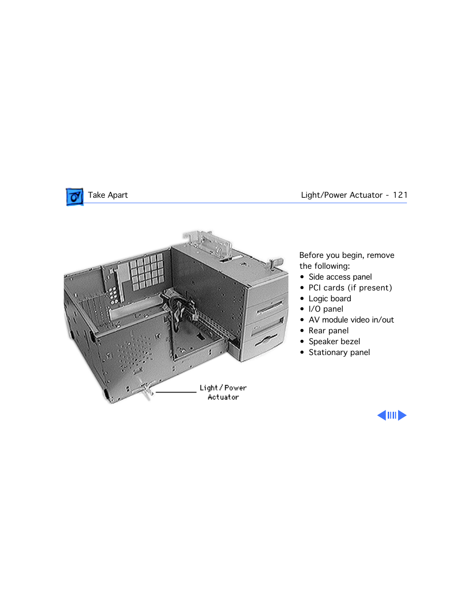 Light/power actuator | Apple Mac 8600 User Manual | Page 219 / 237