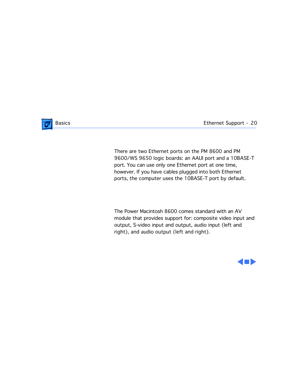 Ethernet support, Av support | Apple Mac 8600 User Manual | Page 22 / 237