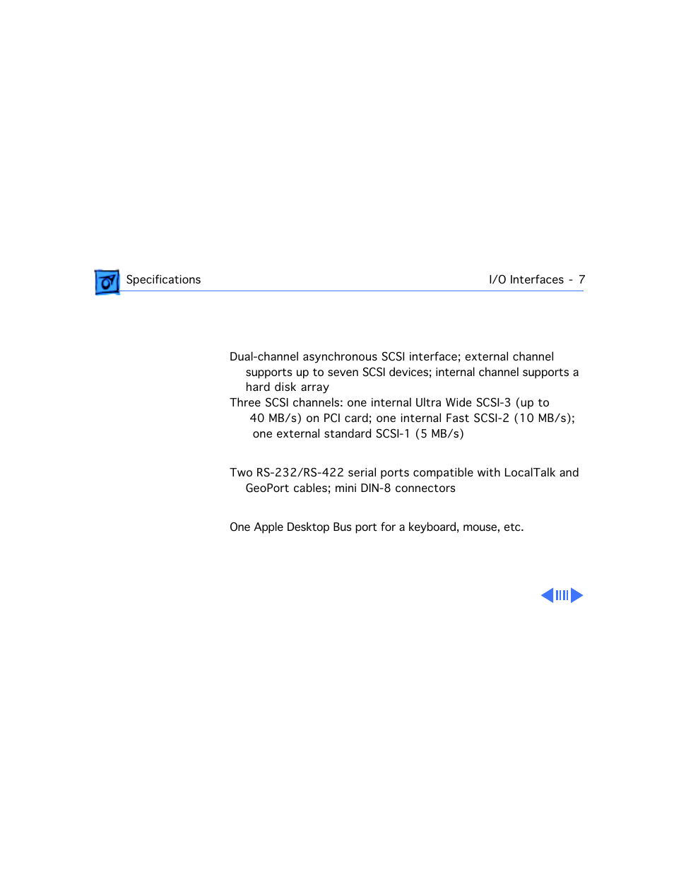 I/o interfaces, Scsi, Serial | Apple Mac 8600 User Manual | Page 53 / 237