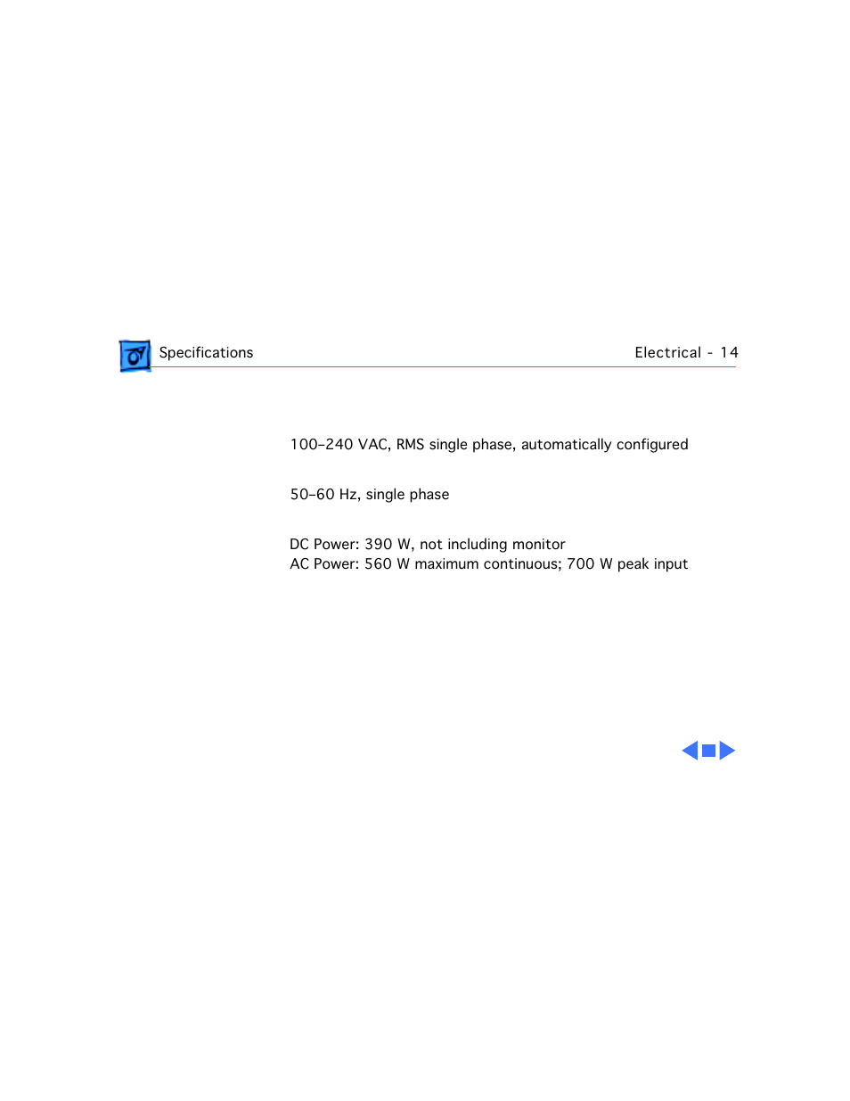 Electrical, Line voltage, Frequency | Maximum power | Apple Mac 8600 User Manual | Page 60 / 237