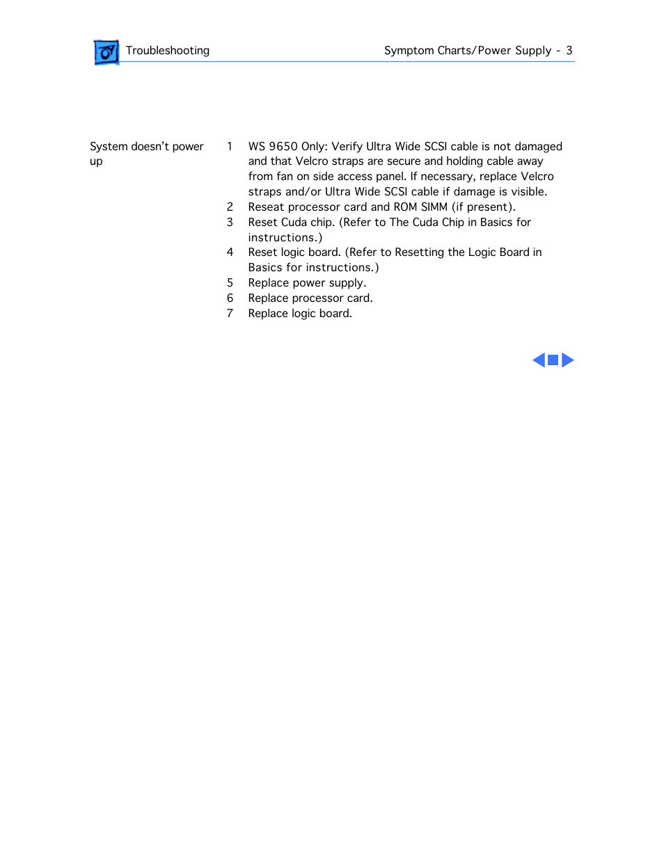 Symptom charts, Power supply | Apple Mac 8600 User Manual | Page 66 / 237