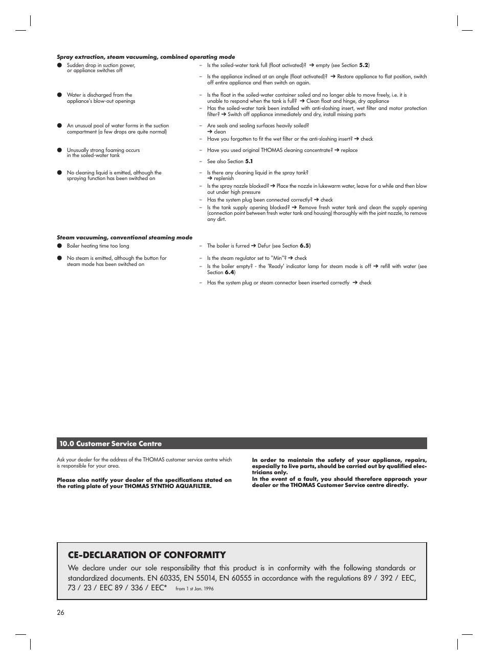 Ce-declaration of conformity | Thomas Syntho Aquafilter User Manual | Page 26 / 40