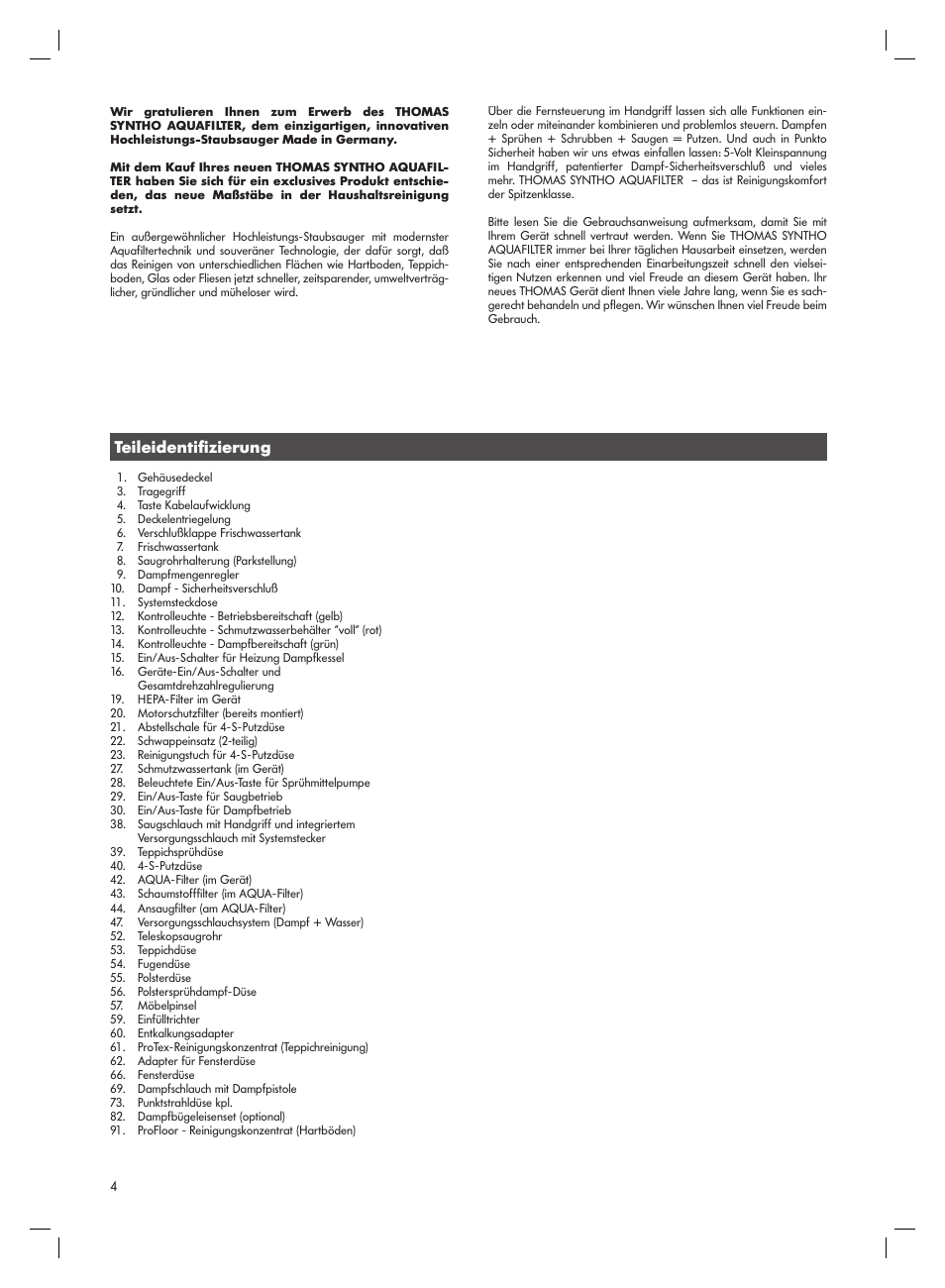 Thomas Syntho Aquafilter User Manual | Page 4 / 40