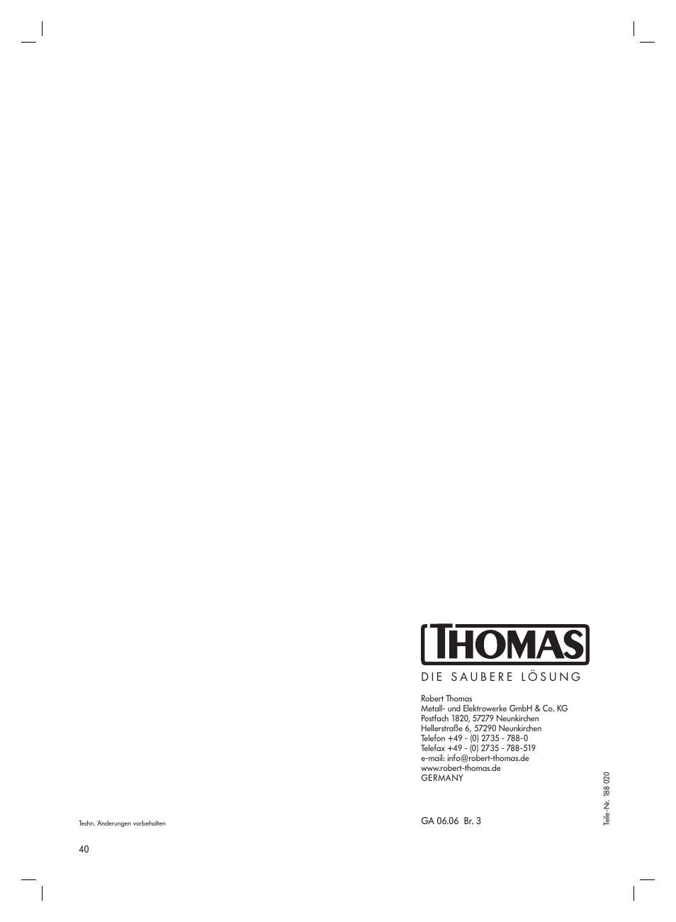 Thomas Syntho Aquafilter User Manual | Page 40 / 40