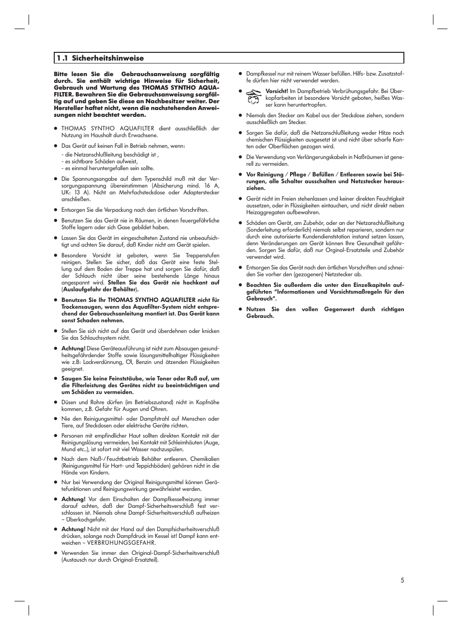 Thomas Syntho Aquafilter User Manual | Page 5 / 40