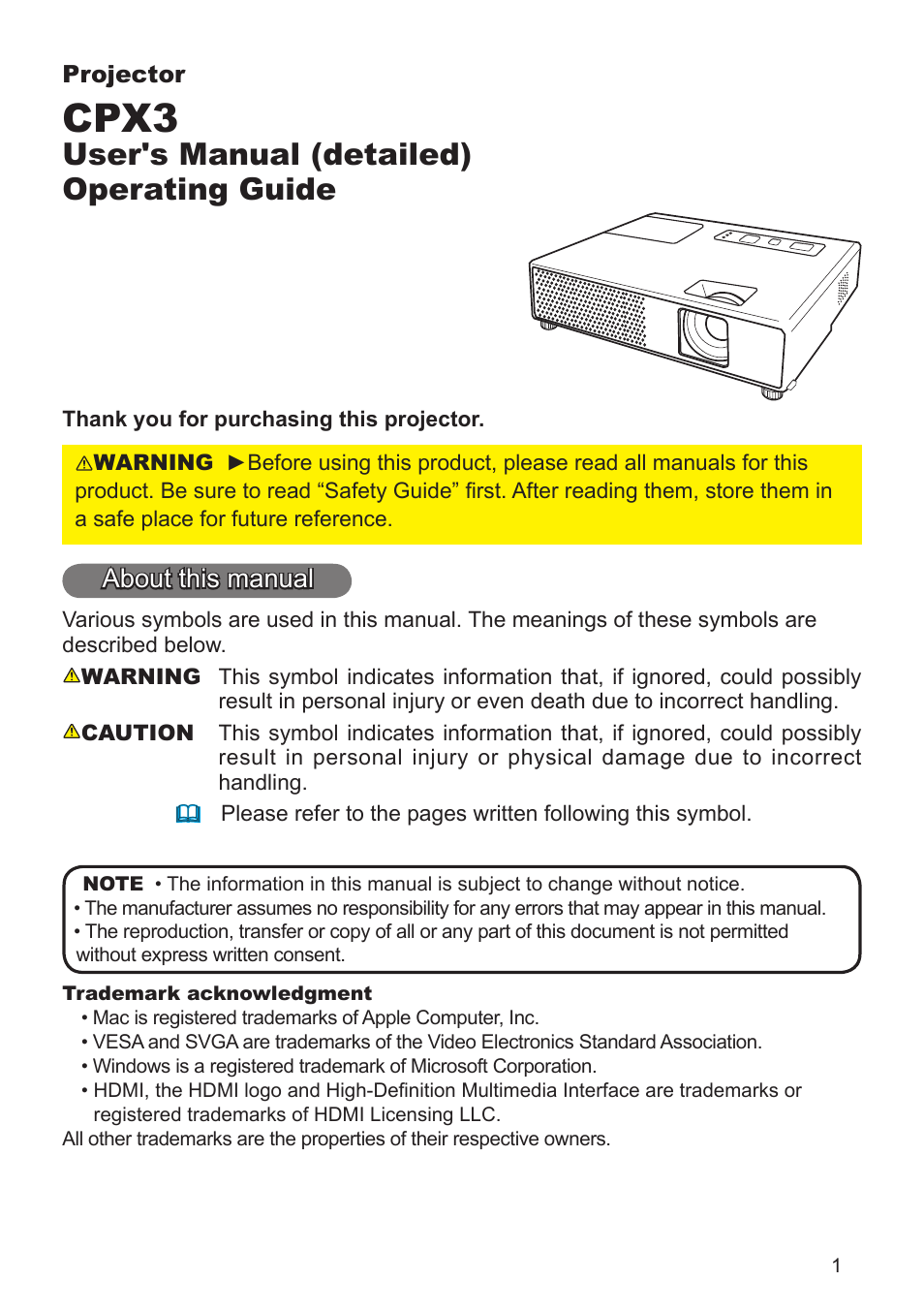 Hitachi CPX3 User Manual | 61 pages