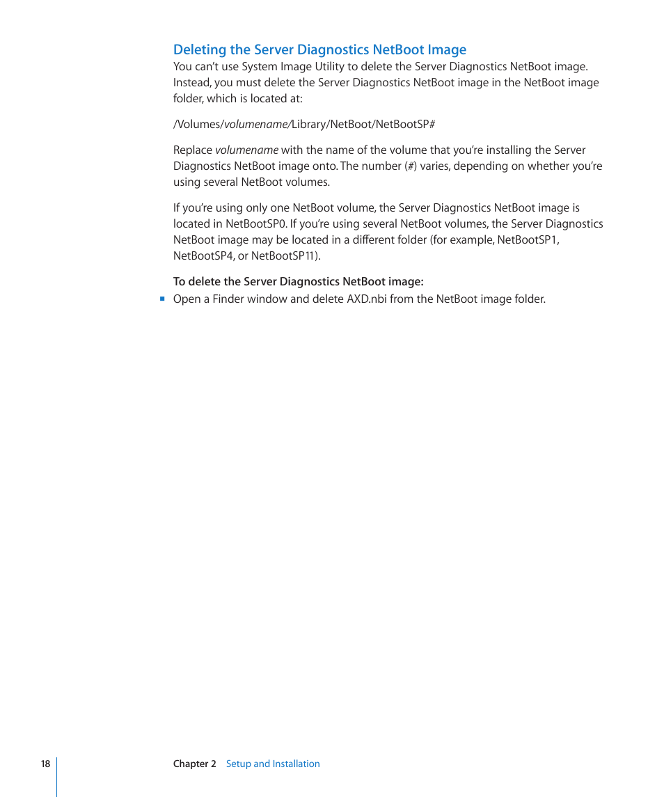 Deleting the server diagnostics netboot image | Apple MAC PRO for 3X108 User Manual | Page 18 / 48