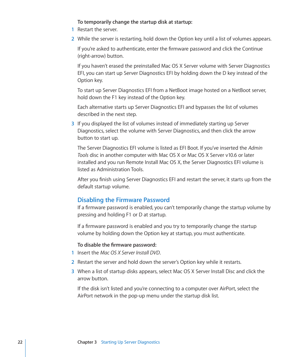 Disabling the firmware password | Apple MAC PRO for 3X108 User Manual | Page 22 / 48