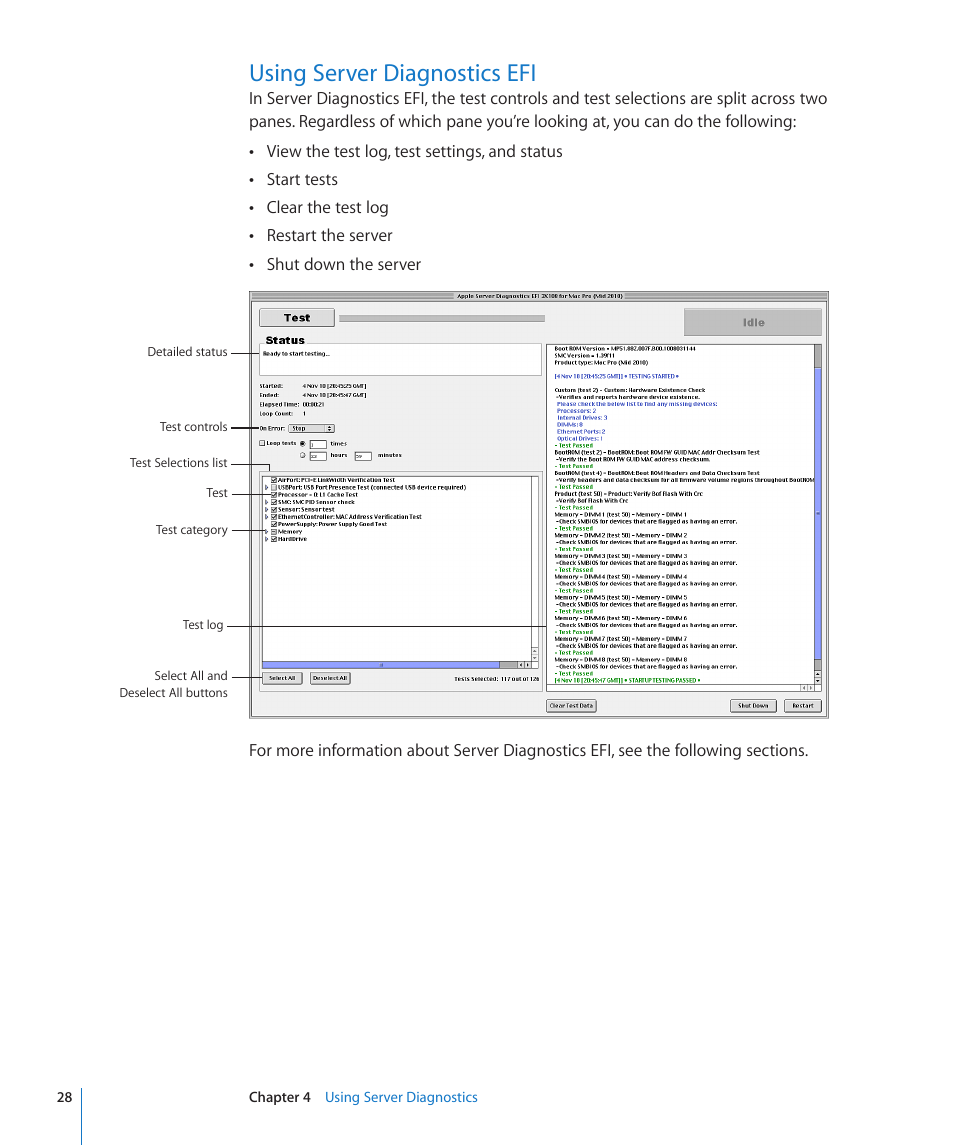 Using server diagnostics efi, 28 using server diagnostics efi | Apple MAC PRO for 3X108 User Manual | Page 28 / 48