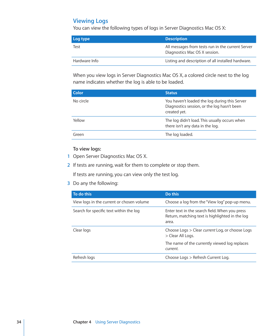 Viewing logs | Apple MAC PRO for 3X108 User Manual | Page 34 / 48