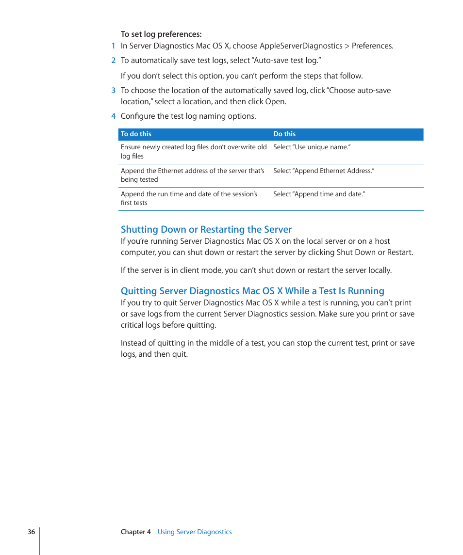 Shutting down or restarting the server | Apple MAC PRO for 3X108 User Manual | Page 36 / 48