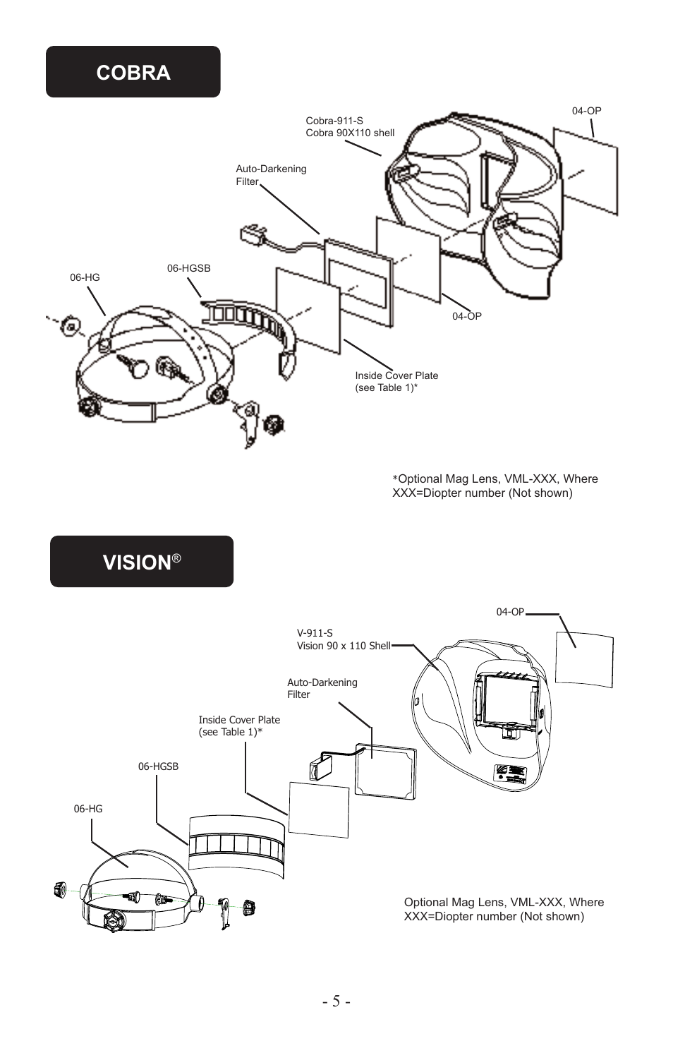 Spatter protection, Cobra vision | ArcOne Auto-Darkening Filters (Vision Python & Carrera) Europe User Manual | Page 6 / 12